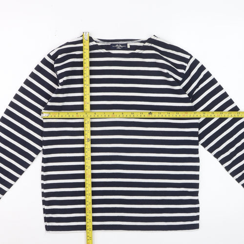 Les Trois Dauphins Women's Blue Striped Cotton Long Sleeve Top Size 12