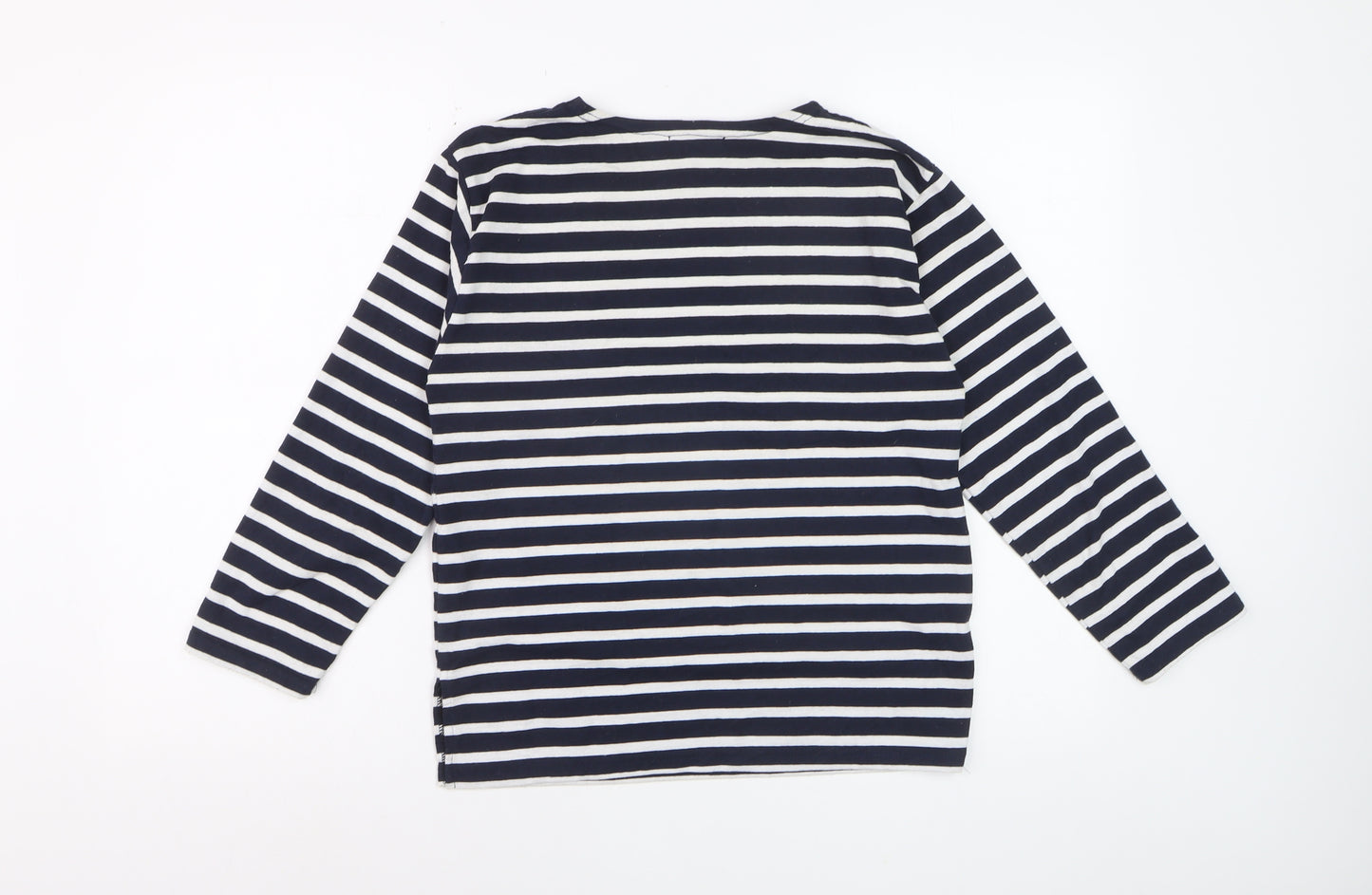 Les Trois Dauphins Women's Blue Striped Cotton Long Sleeve Top Size 12