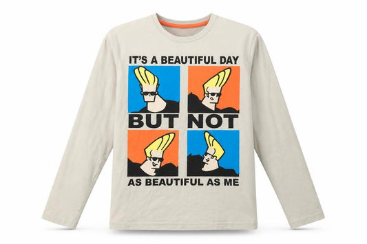 Super Squad Boys Beige Johnny Bravo Long Sleeve Graphic T-Shirt 11-12 Years