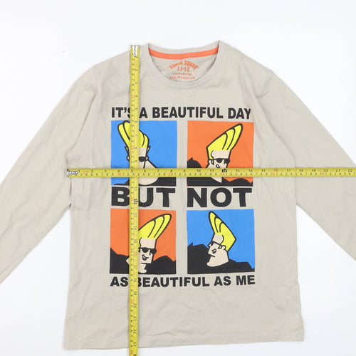 Super Squad Boys Beige Johnny Bravo Long Sleeve Graphic T-Shirt 11-12 Years