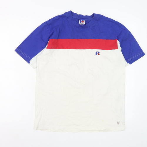 Russell Athletic Men's Blue Red White Crew Neck Short Sleeve T-Shirt Size S