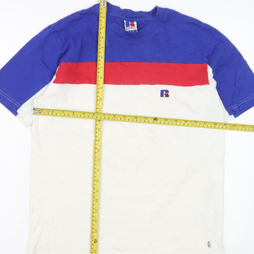 Russell Athletic Men's Blue Red White Crew Neck Short Sleeve T-Shirt Size S
