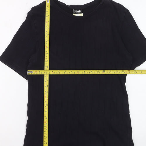 Dolce & Gabbana Women Black Cotton Short Sleeve Basic T-Shirt 2XL