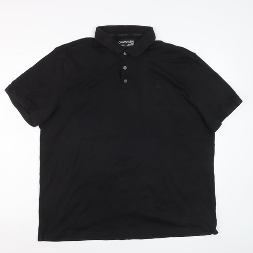 Calvin Klein Men's Black Liquid Touch Polo Shirt XL 100% Cotton