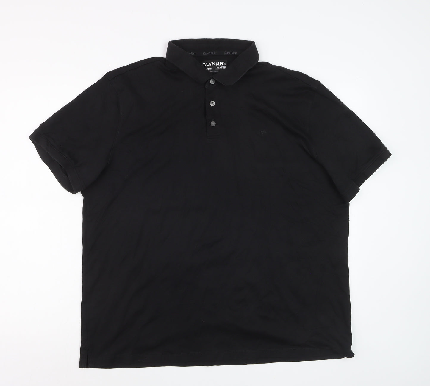 Calvin Klein Men's Black Liquid Touch Polo Shirt XL 100% Cotton