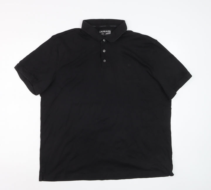Calvin Klein Men's Black Liquid Touch Polo Shirt XL 100% Cotton