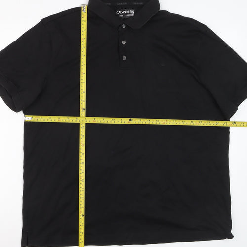 Calvin Klein Men's Black Liquid Touch Polo Shirt XL 100% Cotton