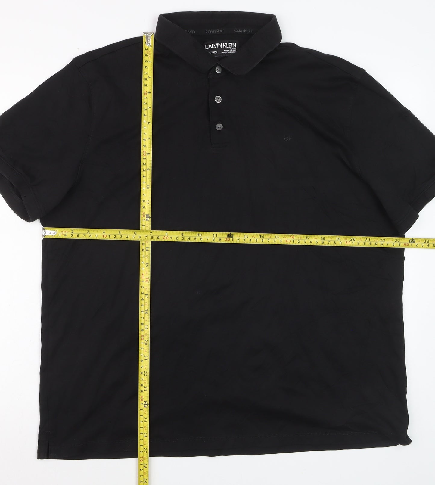 Calvin Klein Men's Black Liquid Touch Polo Shirt XL 100% Cotton