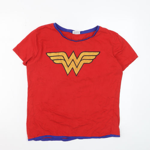 Wonder Woman Womens Red Blue Short Sleeve T-Shirt Size L