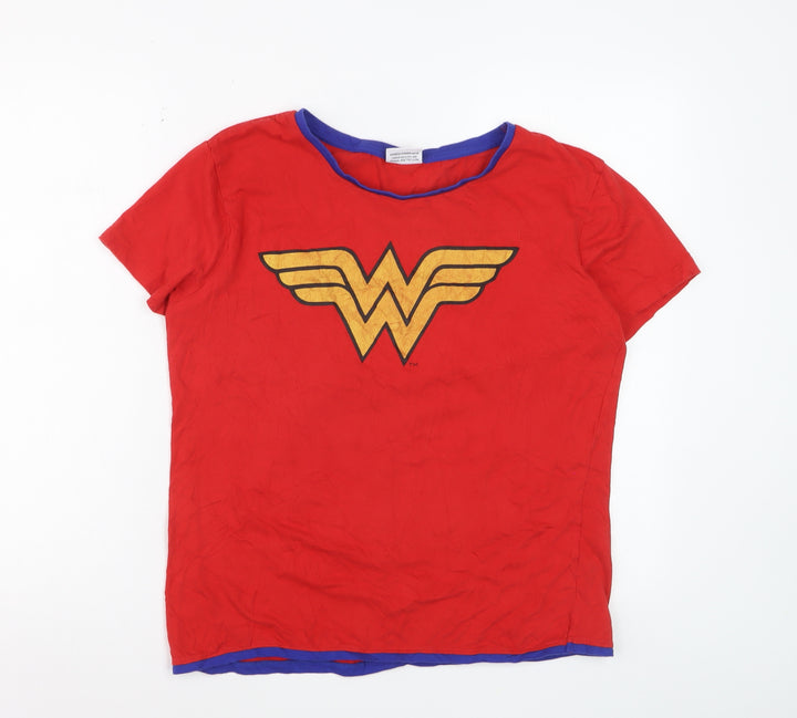 Wonder Woman Womens Red Blue Short Sleeve T-Shirt Size L