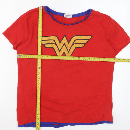 Wonder Woman Womens Red Blue Short Sleeve T-Shirt Size L