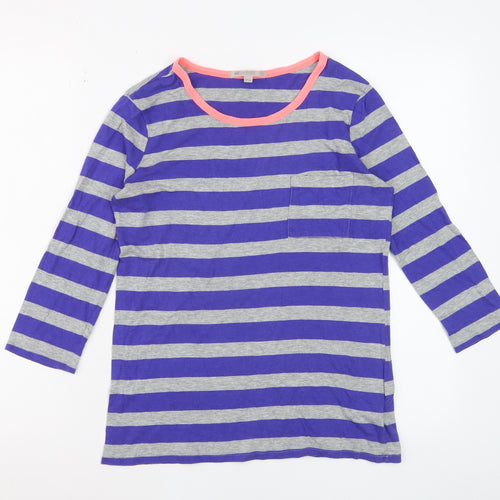 Gap Women Blue Grey Striped Jersey 3/4 Sleeve T-Shirt XS