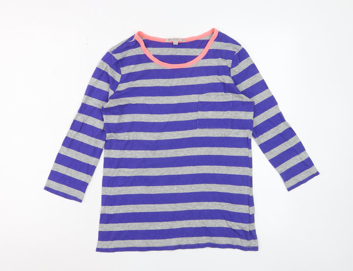 Gap Women Blue Grey Striped Jersey 3/4 Sleeve T-Shirt XS