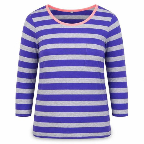 Gap Women Blue Grey Striped Jersey 3/4 Sleeve T-Shirt XS