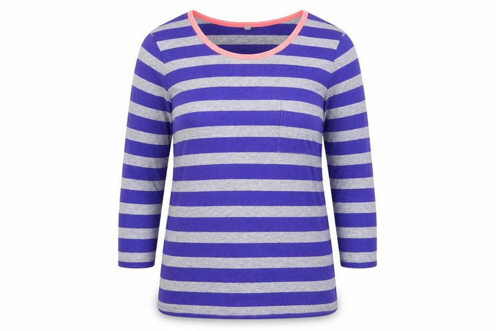 Gap Women Blue Grey Striped Jersey 3/4 Sleeve T-Shirt XS