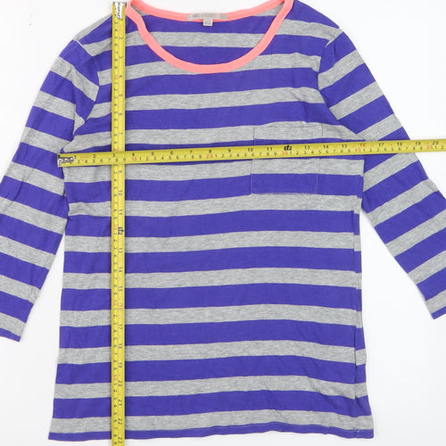 Gap Women Blue Grey Striped Jersey 3/4 Sleeve T-Shirt XS