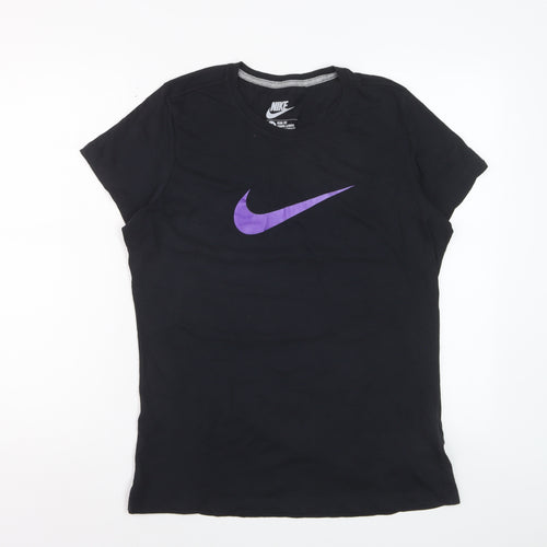 Nike Women's Black XL Slim Fit Cotton T-Shirt