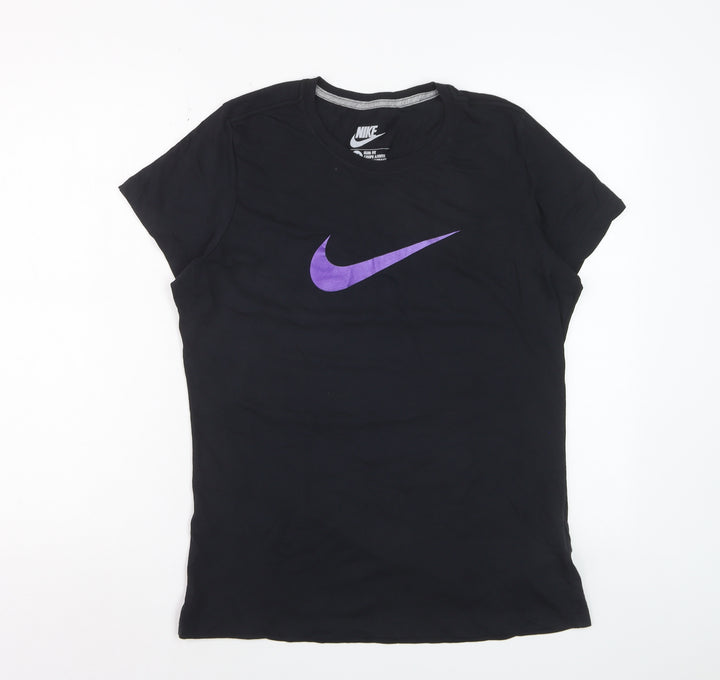Nike Women's Black XL Slim Fit Cotton T-Shirt