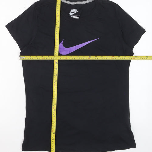 Nike Women's Black XL Slim Fit Cotton T-Shirt