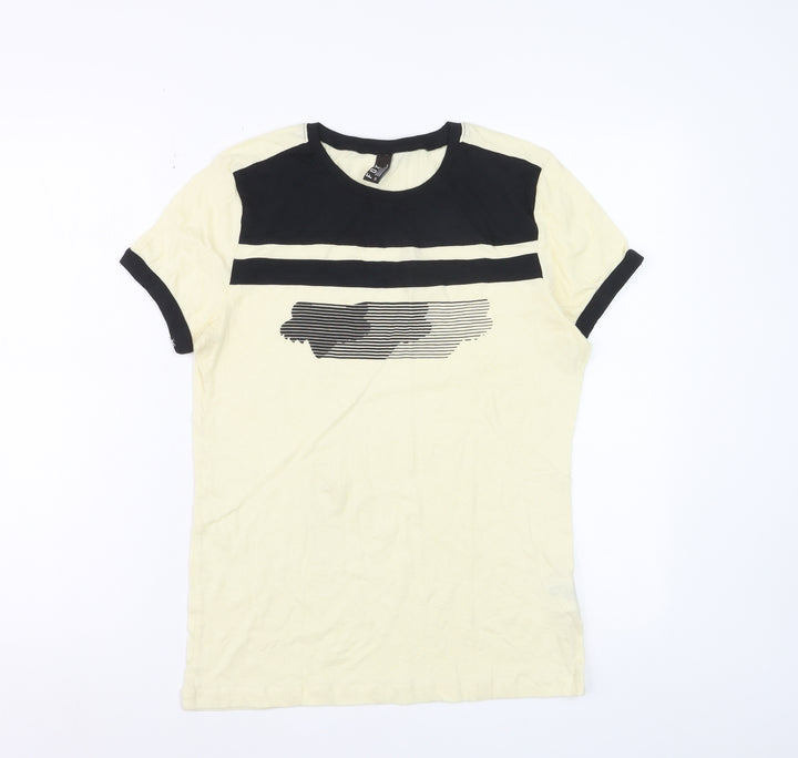 FOX Women's Beige and Black Colourblock Cotton T-Shirt Size S