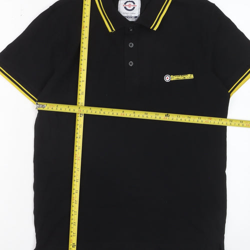 Lambretta Men's Black Small Polo Shirt Retro Cotton Short Sleeve