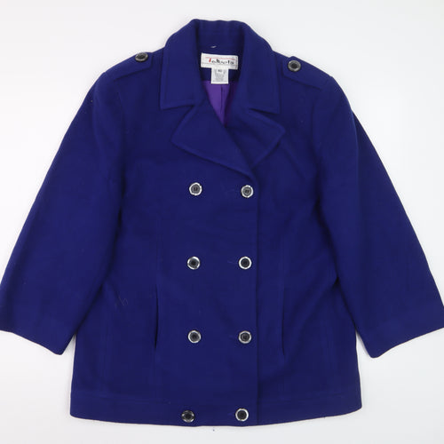Talbots Women's Blue Wool Pea Coat Size 10 Double-Breasted Classic