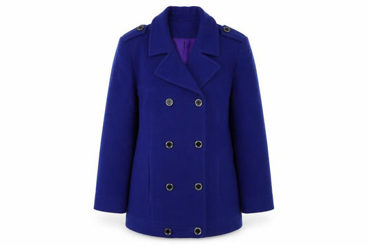 Talbots Women's Blue Wool Pea Coat Size 10 Double-Breasted Classic