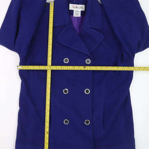 Talbots Women's Blue Wool Pea Coat Size 10 Double-Breasted Classic
