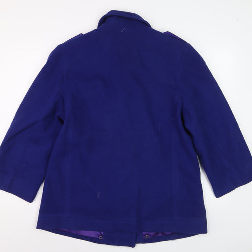 Talbots Women's Blue Wool Pea Coat Size 10 Double-Breasted Classic