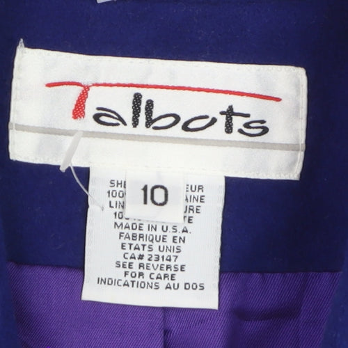 Talbots Women's Blue Wool Pea Coat Size 10 Double-Breasted Classic