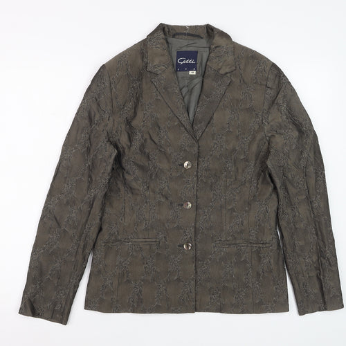 Gelli Women Brown Jacquard Single-Breasted Suit Jacket UK 12