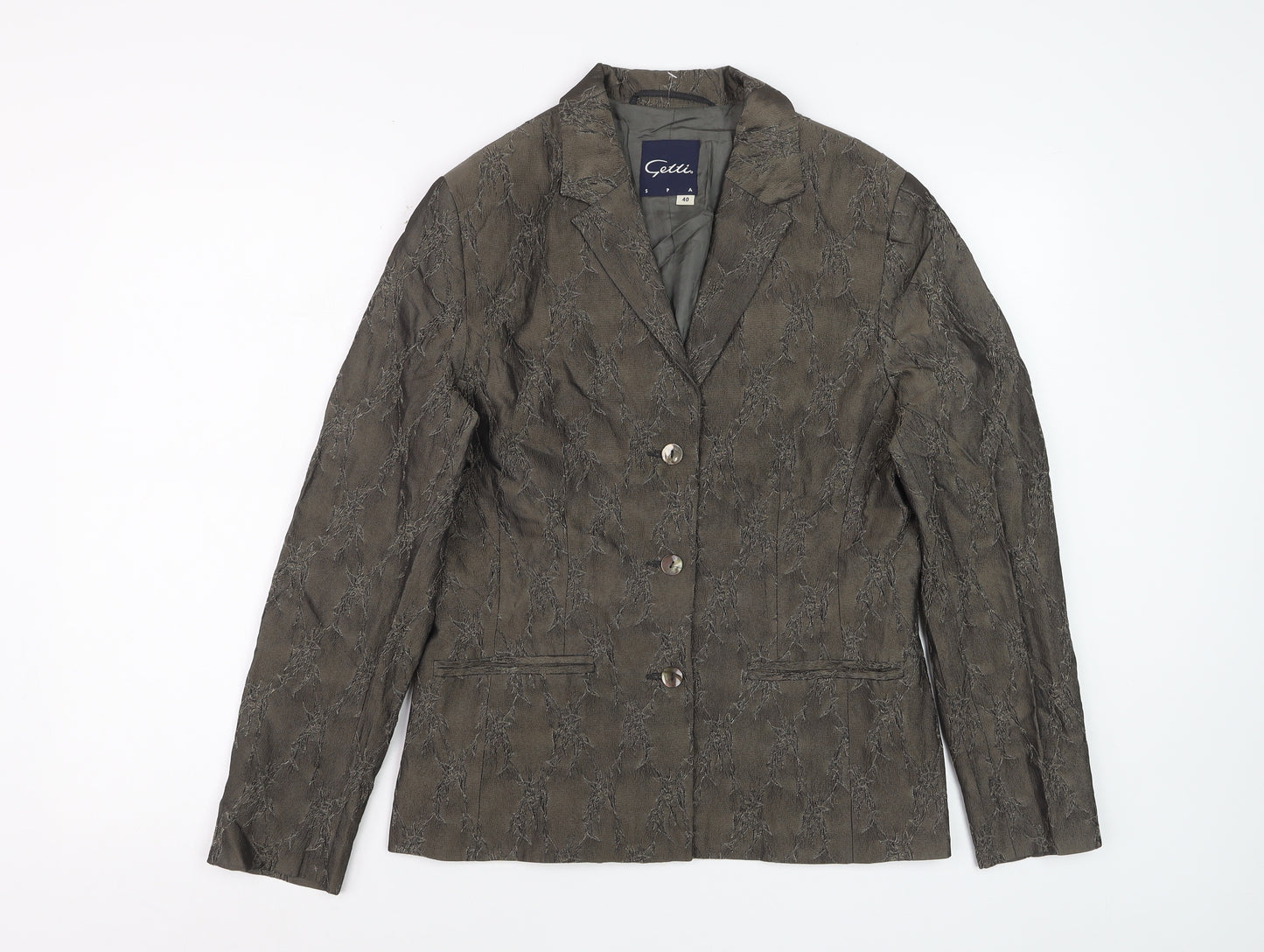 Gelli Women Brown Jacquard Single-Breasted Suit Jacket UK 12