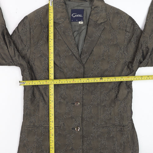 Gelli Women Brown Jacquard Single-Breasted Suit Jacket UK 12