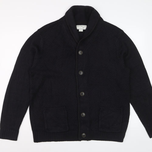 F&F Men's Black XL Chunky Knit Acrylic Cardigan with Pockets