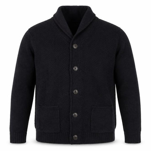 F&F Men's Black XL Chunky Knit Acrylic Cardigan with Pockets
