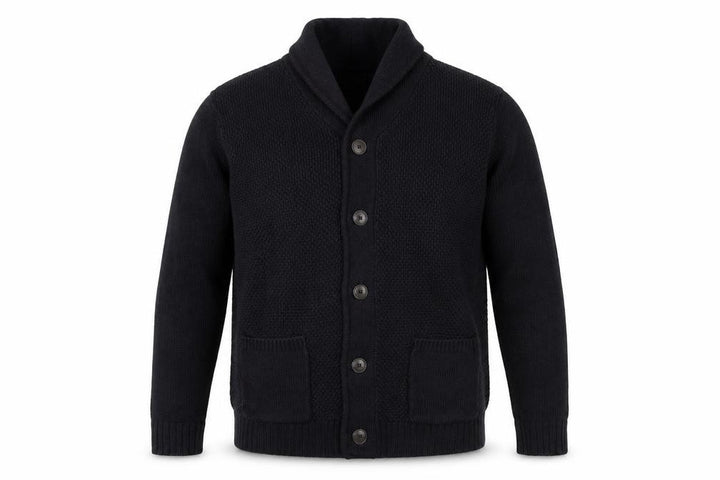 F&F Men's Black XL Chunky Knit Acrylic Cardigan with Pockets
