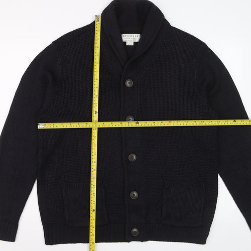 F&F Men's Black XL Chunky Knit Acrylic Cardigan with Pockets