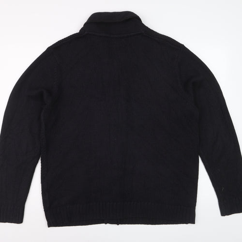 F&F Men's Black XL Chunky Knit Acrylic Cardigan with Pockets