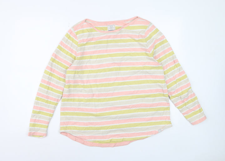 Fat Face Women’s Multicoloured Striped Long Sleeve Cotton T-Shirt Size 12