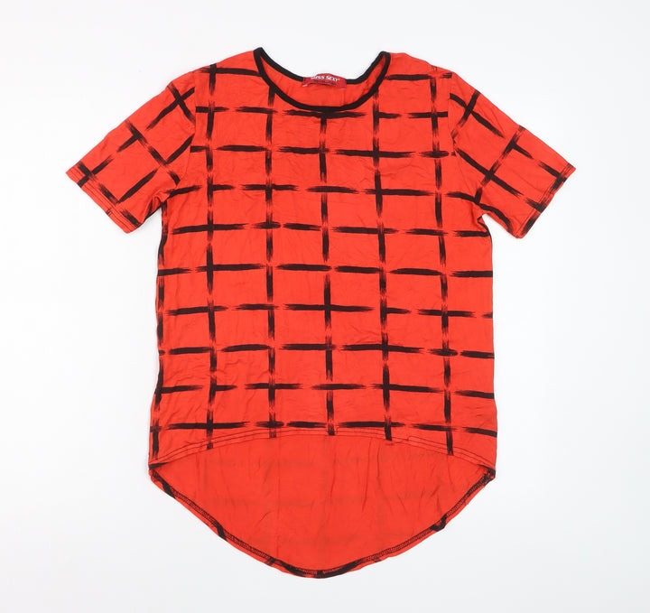 Miss Sexy Women’s Red Check Stretch Jersey T-Shirt M