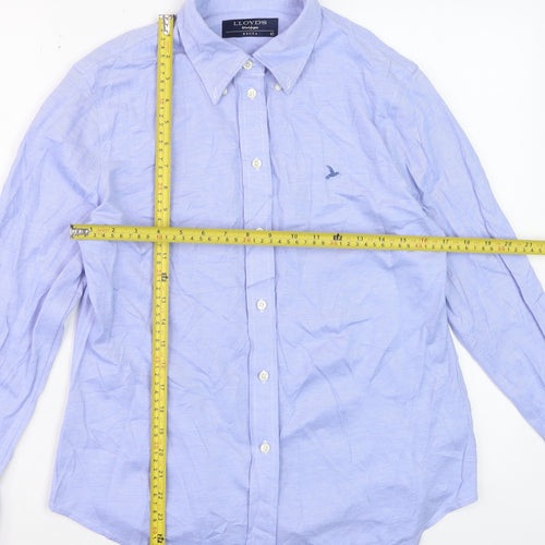 Lloyd’s Women Blue Cotton Long Sleeve Button-Up Shirt Size 14