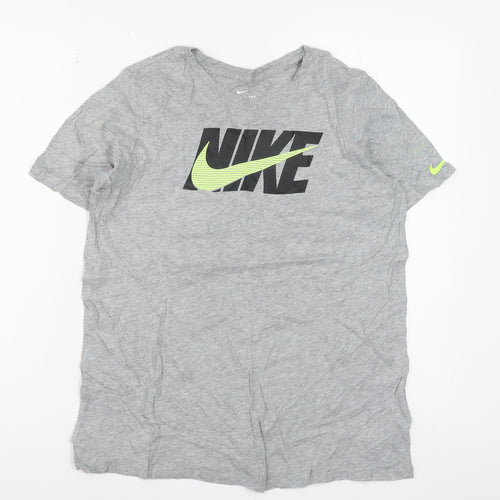 Nike Boys Grey Athletic Fit Logo T-Shirt Size 13-15 Years