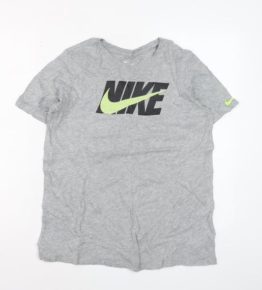 Nike Boys Grey Athletic Fit Logo T-Shirt Size 13-15 Years