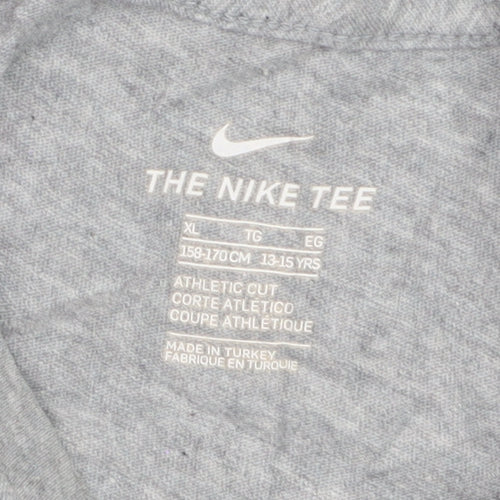 Nike Boys Grey Athletic Fit Logo T-Shirt Size 13-15 Years