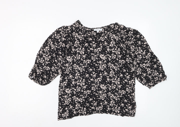 Principles Petite Women Black Floral Tunic Blouse Size 14