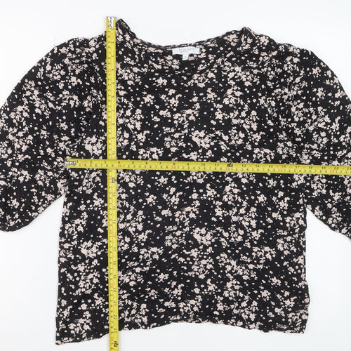 Principles Petite Women Black Floral Tunic Blouse Size 14