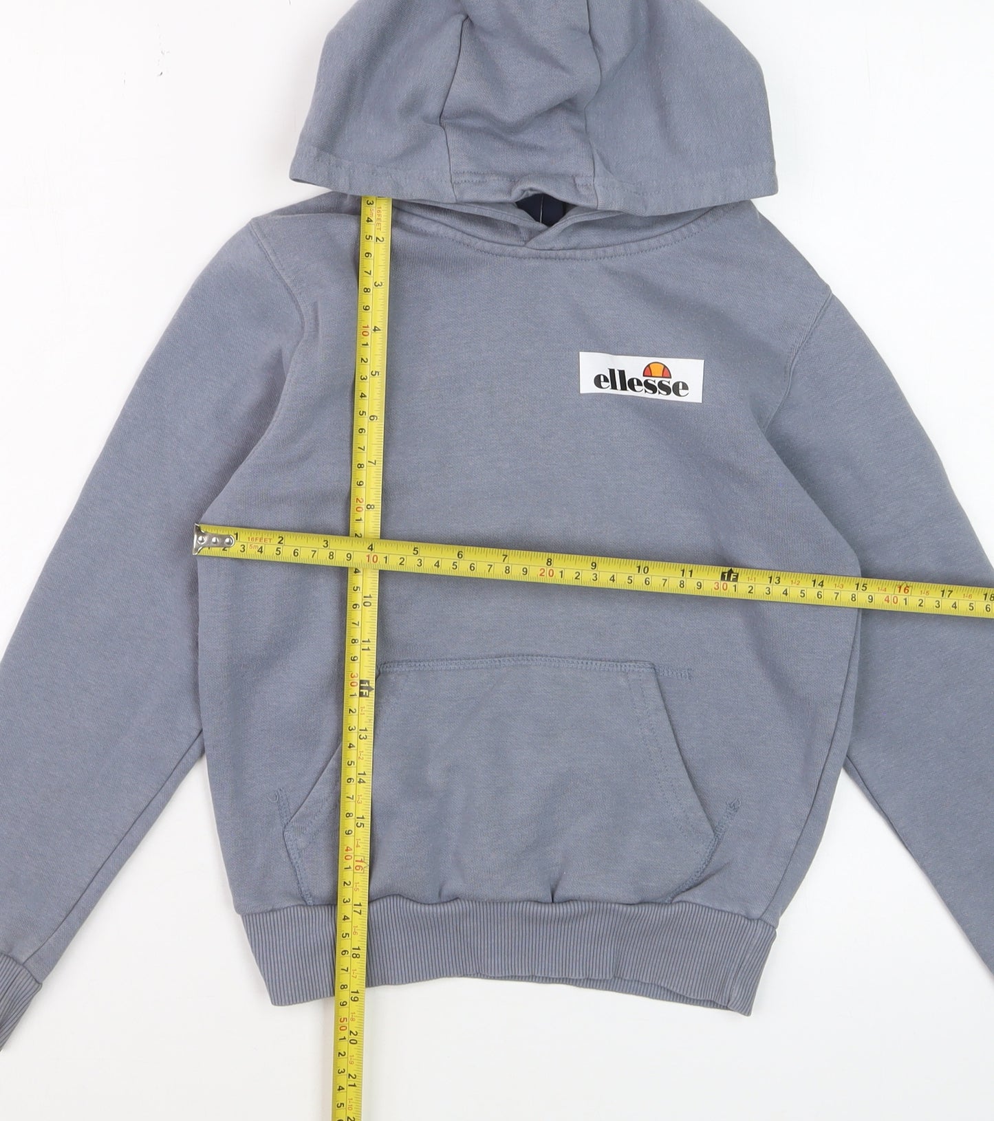 Ellesse Boys Grey Pullover Hoodie 8-9 Years Cotton Blend Casual Sweatshirt
