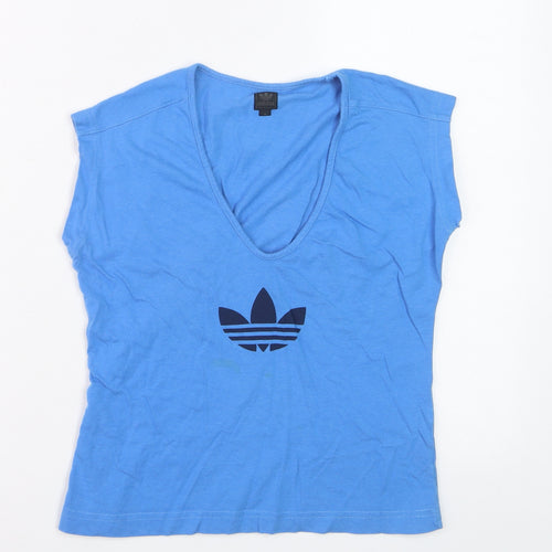 Adidas Womens Blue V-Neck Sleeveless T-Shirt Size 12