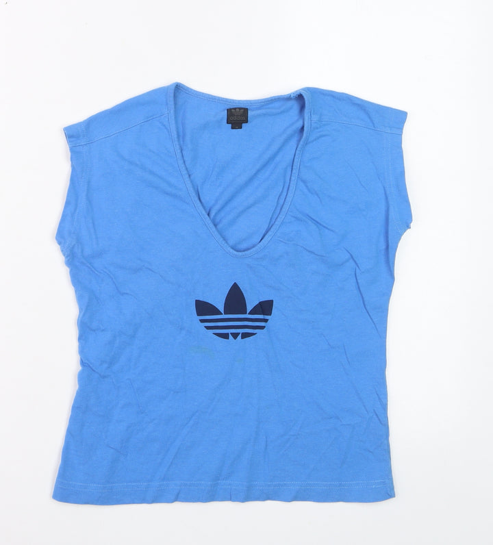 Adidas Womens Blue V-Neck Sleeveless T-Shirt Size 12