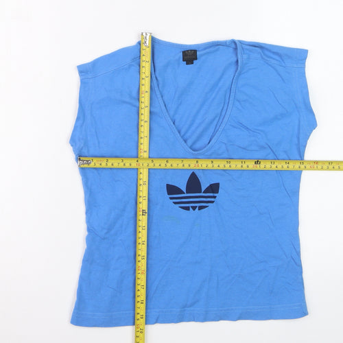 Adidas Womens Blue V-Neck Sleeveless T-Shirt Size 12